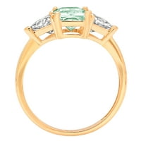 2.82ct Sjajni smaragdni rez simulirani zeleni dijamant 14k žuti zlatni Trobotan prsten SZ 9,75