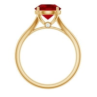 Stvoren RUBY SOLITAIRE prsten sa skrivenim moissine za žene, 14k žuto zlato, SAD 8.50