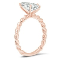 2. CT Sjajno markiza Cleani simulirani dijamant 18k ružičarski zlatni pasijans prsten sz 5.25