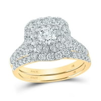 Ženska solidna 14KT Žuta zlatna okrugla Diamond Halo Bridal Vjenčani prsten set CTTW Veličina prstena