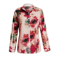Cuoff Wouns Modne bluze Košulje Jesen Zima V-izrez Šifon Print Casual T Dugi rukav plus veličina Ženske