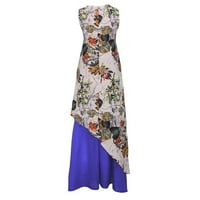 Ljetne haljine za žensko odobrenje plus veličina klasične žene Vintage V reznice cvjetni ispisani haljina