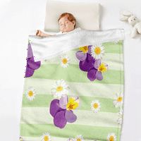 Šareno cvijeće prugasto flanel s jastukom za kasu za sobu ultra-mekani udoban krevet pokrivač rođendanski