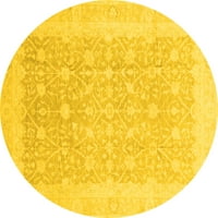 AHGLY COMPANY Stroj za pranje u zatvorenom okrugle apstraktne žute moderne prostirke, 8 'krug