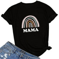 QISIWOLEWOMENS Tops Pismo majica Žene Mamine majice sa izrekom Ležerne prilike kratkih rukava Mama Life