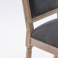 Cterwk francuski stil Okvir od punog drveta antikne slikanje posteljina tkanina kvadratna stražnja stolica,