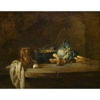 Jean-Baptiste-Siméon Chardin Crna modernog uokvirenog muzeja Art Print pod nazivom - Povrće za supu