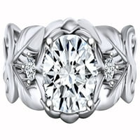 1. Carat okrugli oblik Moissine & Prirodni dijamantni prsten 14K čvrsto bijelog zlata Veličina-8,5