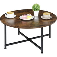 Moderan okrugli industrijski stol za kavu s rustikalnim smeđim drvenim vrhom