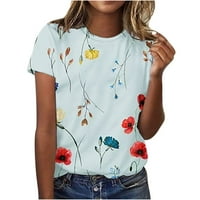HomenesGenics Plus size Ženska modna tiskana okrugla vrata kratkih rukava majica bluza labavi vrhovi