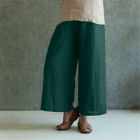 Wyongtao žene pamučne pamučne hlače hlače elastična struka labava široka dnevna salona za noge sa džepom,