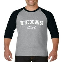 Arti - muški raglan rukav bejzbol majice - Texas Girl