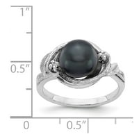 Čvrsta 14K bijela zlatna crna slatkovodna kultivirana biserna diamond prstena