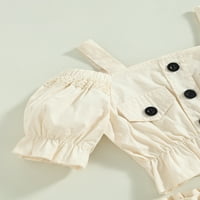 Dječje djevojke ljetne odjeće, kratki rukav hladni rame + set teretnih hlača