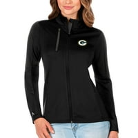 Ženski antigua crni ugljen Green Bay Packers Generation Full-Zip Jacket