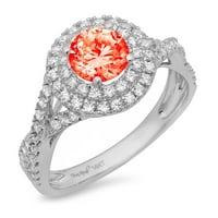 1.3ct okrugli rez crveni simulirani dijamant 14k bijeli zlatni godišnjica Angažovanje halo prstena veličine