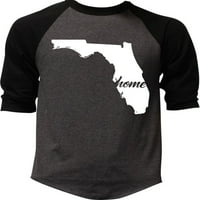 Muška kuća Florida Karta V Crna crna Raglan Baseball majica X-Veliki