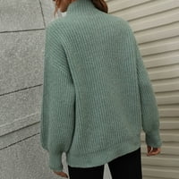 Cuoff ženski modni džemperi za žene plus veličine čvrste boje visoki vrat dugih rukava pletene pulover