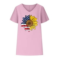 Auroural plus veličina Žene vrhovi Žene V-izrez Ispiši majice Modne udobne ženske bluze vrhovi