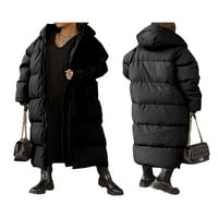Žene dugi prekrivani kaput maxi dužina dugih rukava nadupna jakna podstavljena kaput zimska gornja odjeća