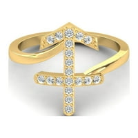 Strijelac zodijaka Dijamantna prstena, 18K čvrsti zlatni prsten, zodijački znak, personalizirani prsten,