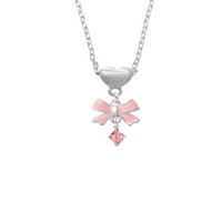 Delight nakit oktobar - vrući ružičasti kristalni bikonski ružičasti luk ogrlicu za srce
