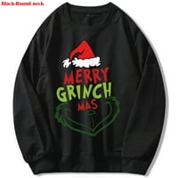 Grinch božićni stil Duks okruglih vrata ženski muški duks, božićni duksevi za odmor Božićni džemper