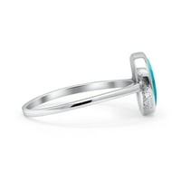 Oval petite Daintty Thumb Prsten simulirani tirkizno čvrsto srebrne srebrne veličine 4
