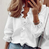 Twifer košulja za žene Ženski ljetni ruffle V-izrez kratki rukav, pune rublje, casual dressy majica