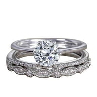 1. Karat Moissine i Diamond Trio Wedding Wedding prsten set u bijelom zlatu