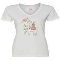 Inktastična božićna Llama ženska majica V-izrez