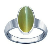 Divya Shakti 10.25-10. Carat Cat Eye Lehsuniya Silver Plain dizajn prsten