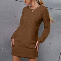 Ženska opružna tanka seksi casual okrugla vrata sa dugim rukavima džemper
