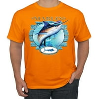 Plava Marlin Riba Muška grafička majica, narandžasta, mala