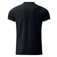 Muška majica Ljeto Muški sportski kratki rukav Golf Muški patentni zatvarač Casual Top Black 2xl