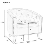 Moderna tapecirana akcentna stolica, klupska stolica za crtanje za dnevni boravak, tufted gumb PU kožna