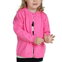 Pamučni džemper sa dugim rukavima za dugi rukav za 1-7y Kids Girl Boy uniformu dugmeta Kneit kaput