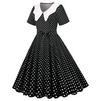 Ženska ženska ženska ženska vintage dugi rukav Polka Točke 1950-ih Domaćice Bang haljina