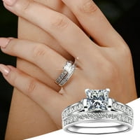 Xinqinghao Bijeli kvadrat Dijamantni prsten bijeli circon prsten za par zvona modni par dijamantski