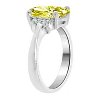 Sterling srebrni bijeli rodijum, elegantan ovalni jednostavni prsten Nov obojeni stvoreni rodni spomenici