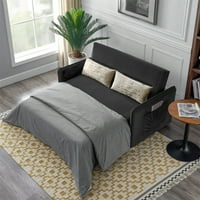 57 Moderna baršunasta kauč sa izvlačećim ležajem, loveseat kauč sa jastucima i podesivim naslonom, salon