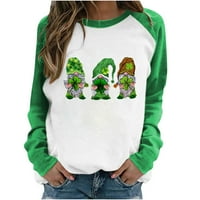 Žene sv. Patrickovske košulje slatke gnome Grafički casual posada modni kratki dugi rukav zeleni grafički