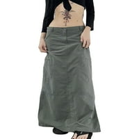 Biekopu ženska suknja za uličnu odjeću, pune boje širokoj rub split dugim teretom, siva