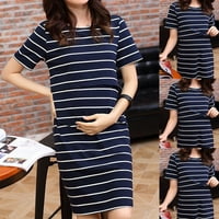 Fragarn materinstvo Ženska trudna materinska kratka rukava Stripe ljetna haljina