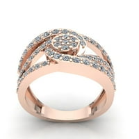 2CT okrugle sjajne djevojke mladenke Bridal Crisscross Godišnjički zaručni prsten čvrst 14k ruža, bijela