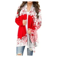 Ženska moda plus veličina modnih žena Ispiši labav kaput dugih rukava bluza crvena