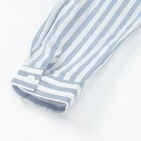 Ženske prugaste ispisne bluze s dugim rukavima s džepovima sa džepovima Ljeto pamučne posteljine tuničke