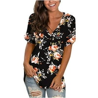 Žene Ljetne t košulje s kratkim rukavima Tunic Strappy Slatka grafička masirka V izrez na ramenu slatke