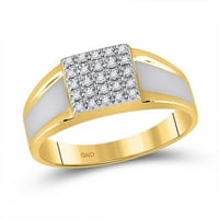 10K dvotonski zlatni okrugli dijamantski kvadratni prsten CTTW