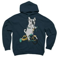 Frenchie Ride Navy Plavi grafički pulover Hoodie - Dizajn ljudi L